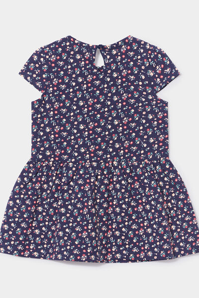 Robe évasée à manches courtes bleu marine bébé fille