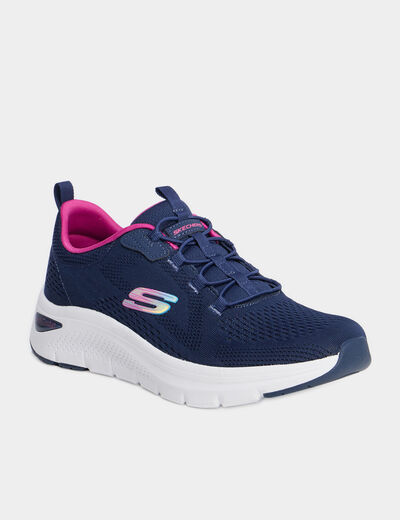 Baskets running à lacets élastiqués bleu femme
