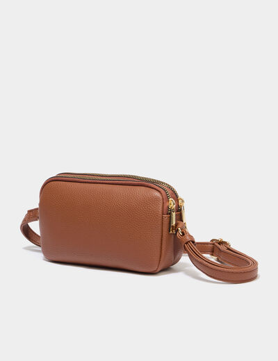 Sac bandouli&egrave;re 2 compartiments camel femme