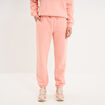 Pantalon jogging droit molleton rose poudr&eacute;e femme