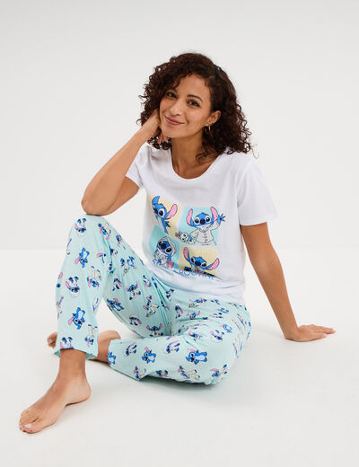 Ensemble pyjama legging coton Stitch blanc femme