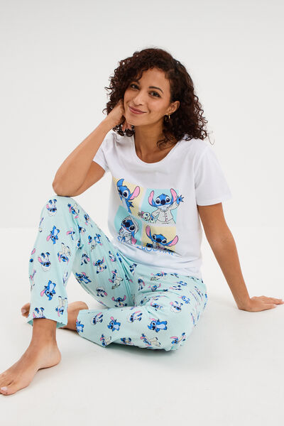 Ensemble pyjama legging coton Stitch blanc femme