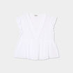 Blouse manches volants col en V coton blanc femme