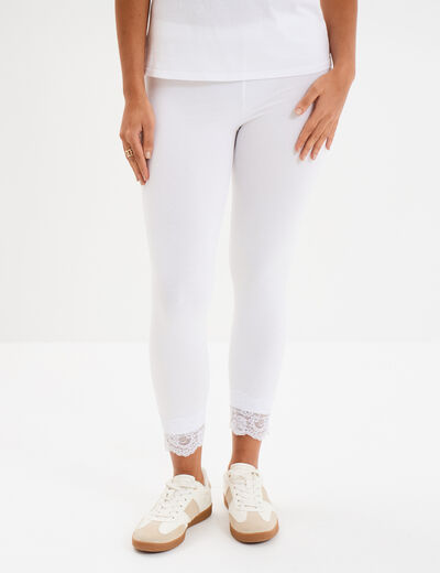 Legging 7/8ème avec dentelle blanc femme
