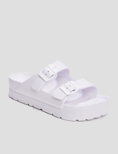 Mules de plage plateformes blanc femme