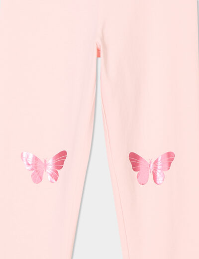 Legging en maille coton rose fille
