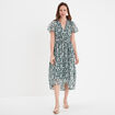 Robe longue évasée col cache-coeur vert foncé femme