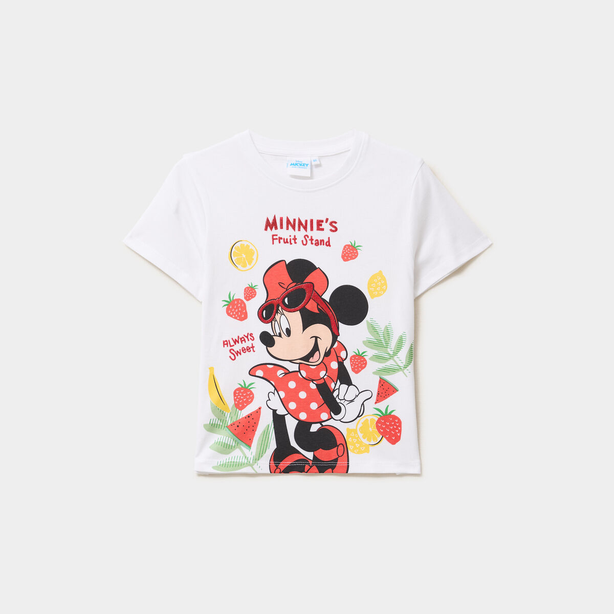 T-shirt coton manches courtes Minnie blanc fille