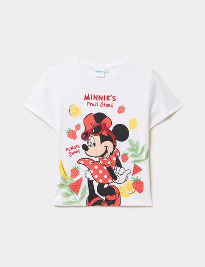 T-shirt coton manches courtes Minnie blanc fille