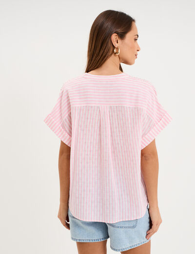Blouse droite &agrave; manches courtes ecru femme