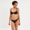 Tanga en dentelle doublure coton noir femme