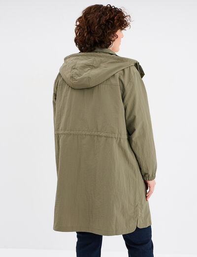 Parka à capuche vert kaki femme grande taille