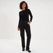 Jean droit &agrave; strass taille haute denim noir femme