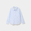 Chemise brod&eacute;e 1 poche manches longues bleu femme grande taille