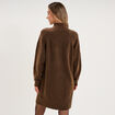 Robe pull col montant manches longues marron femme