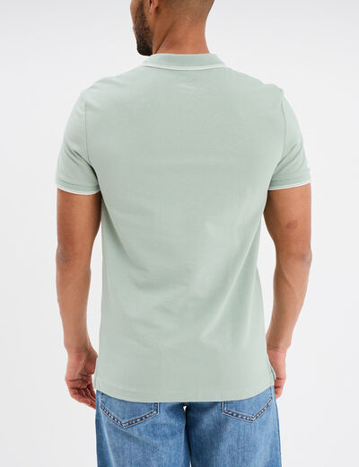 Polo manches courtes bords contrastés vert pastel homme