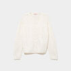 Gilet ajour&eacute; col V manches longues blanc femme