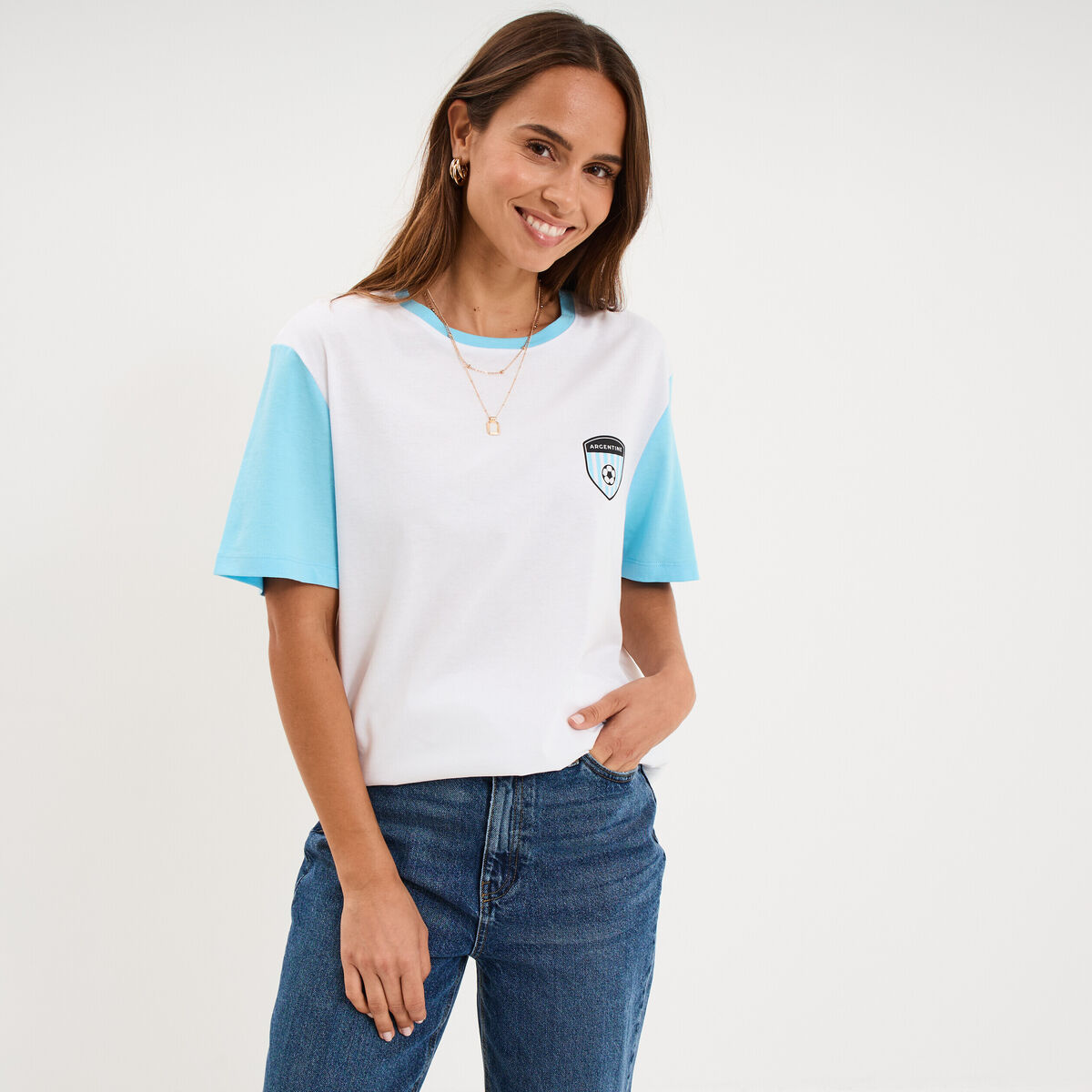 T-shirt maillot de football Argentine blanc mixte