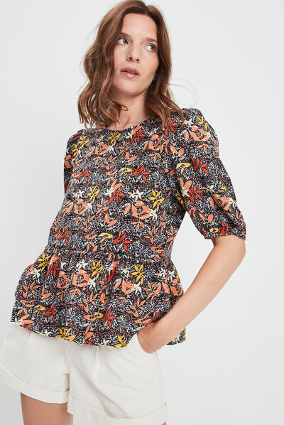 Blouse manches 3/4 rose poudrée femme