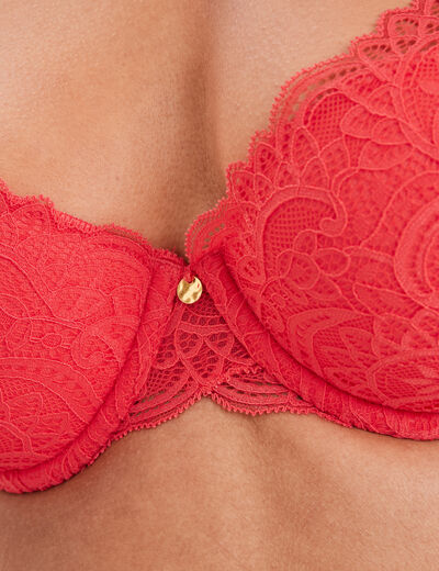 Soutien-gorge emboîtant paddé dentelle rose framboise femme