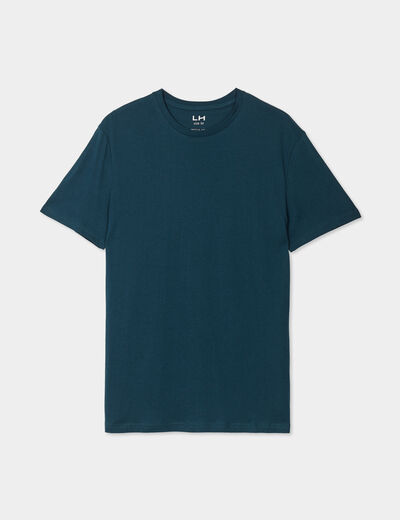 T-shirt droit en coton manches courtes bleu canard homme