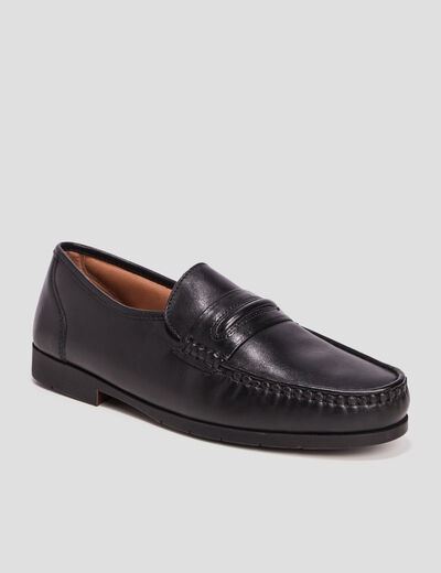 Mocassins en cuir noir homme