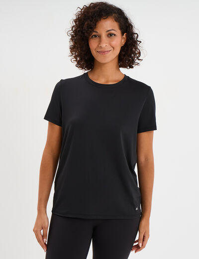 T-shirt de sport droit manches courtes noir femme