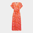 Robe patineuse longue ceinturée orange femme