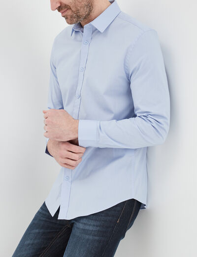 Chemise stretch manches longues bleu ciel homme