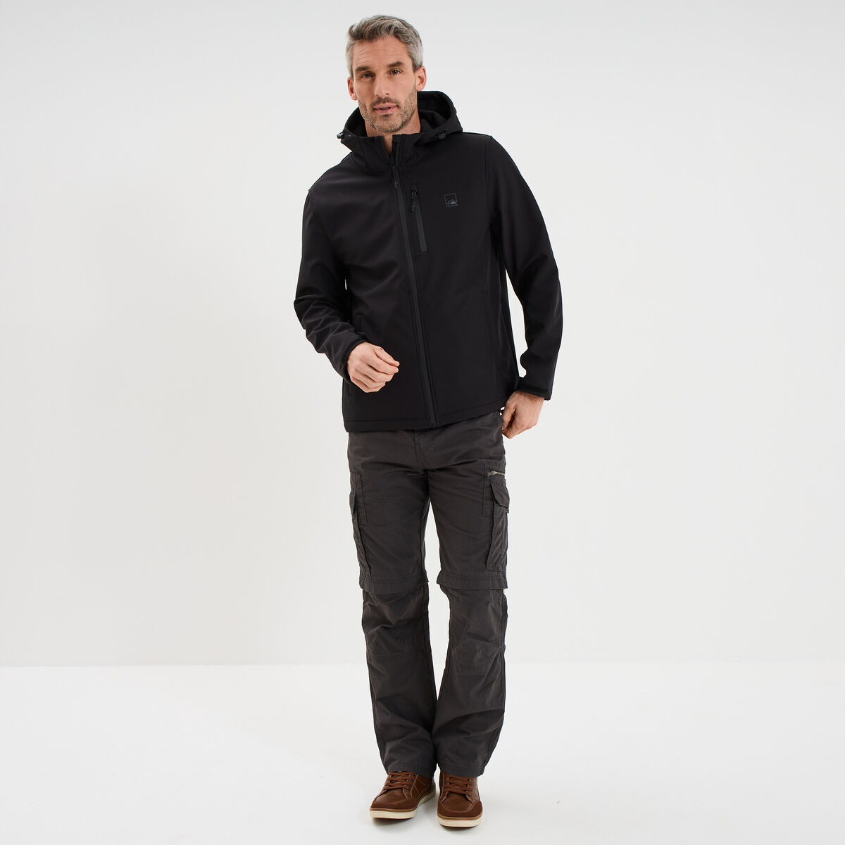 Blouson d&eacute;perlant fourr&eacute; &agrave; capuche noir homme