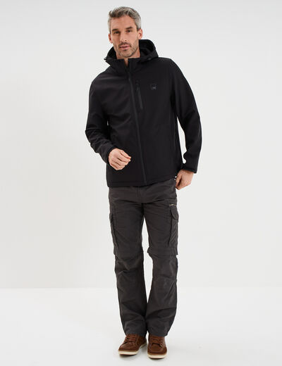 Blouson d&eacute;perlant fourr&eacute; &agrave; capuche noir homme