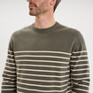 Pull col rond manches longues vert kaki homme