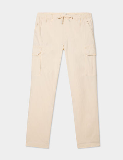 Pantalon cargo slim coton beige homme