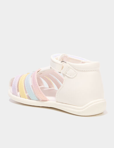 Sandales &agrave; scratchs semelle souple multicolore b&eacute;b&eacute; fille