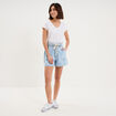 Short mom en jean ceinture cordon denim triple stone femme