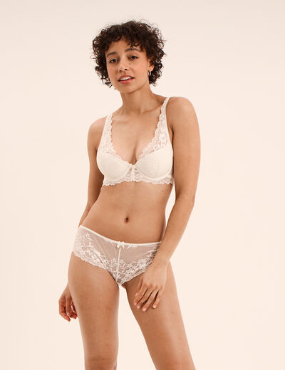 Soutien-gorge foulard avec dentelle blanc femme