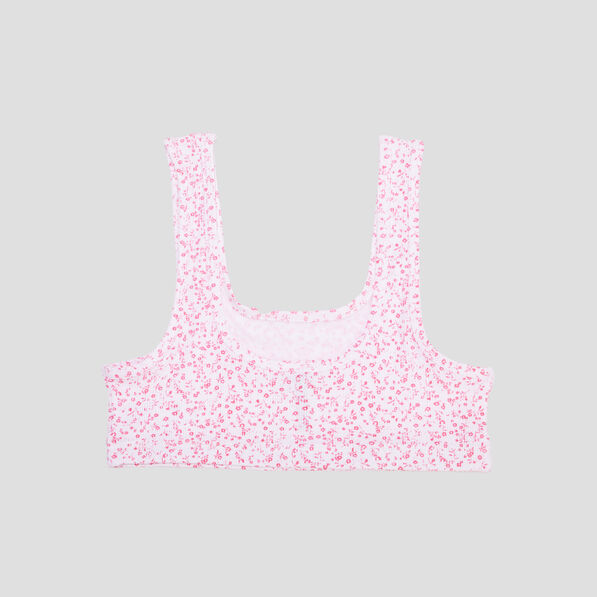 Brassière sans coques côtelée coton blanc fille