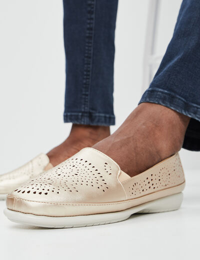Mocassins perforées jaune or femme