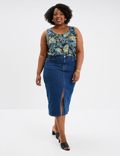 Débardeur ajusté sans manches coton noir femme grande taille