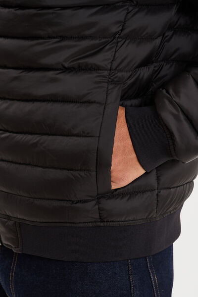 Doudoune l&eacute;g&egrave;re d&eacute;perlante col teddy noir homme