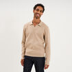 Pull col polo manches longues beige homme