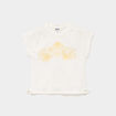 T-shirt brod&eacute; avec noeuds coton ivoire fille