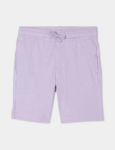 Short jogging droit taille élastiquée mauve garçon