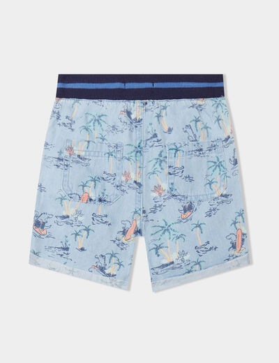 Bermuda coton taille élastiquée jean denim bleach bébé garçon