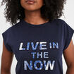 T-shirt col rond manches courtes Creeks bleu marine femme