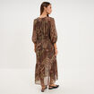 Robe longue fluide manches 3/4 col en V vert kaki femme
