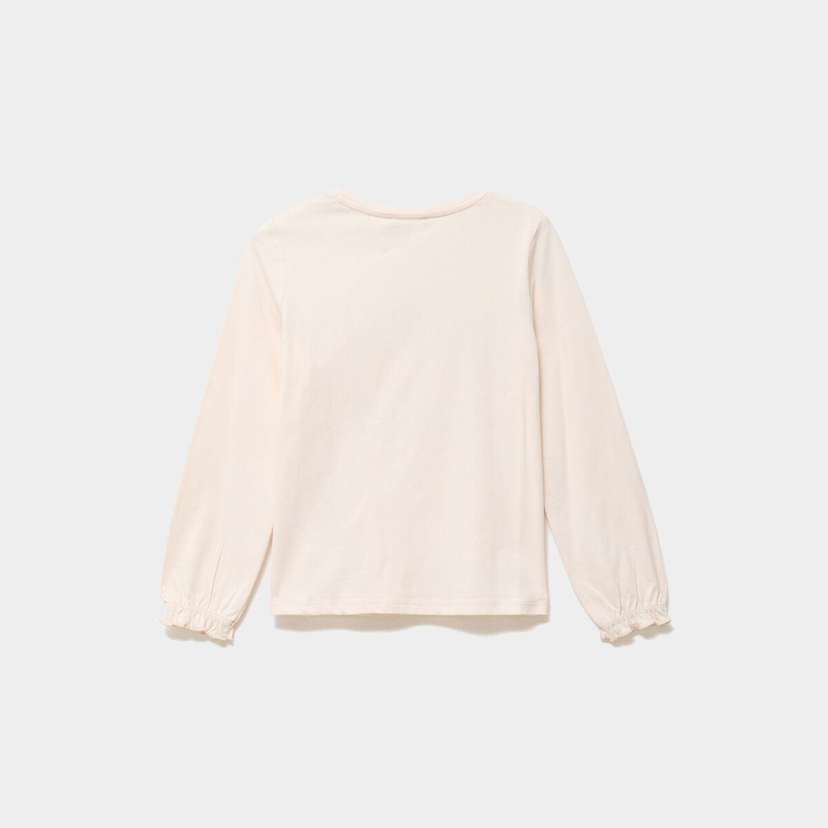 T-shirt poignets &eacute;lastiqu&eacute;s coton beige fille