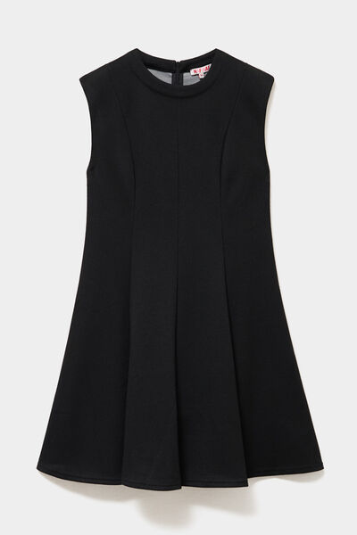 Robe courte trap&egrave;ze sans manches noir femme