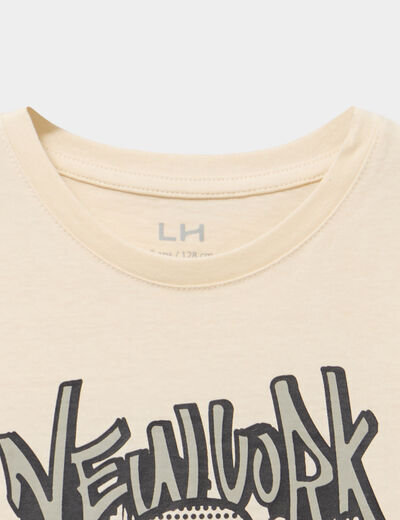 T-shirt manches courtes coton ecru gar&ccedil;on