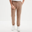 Pantalon jogging droit molleton taupe homme